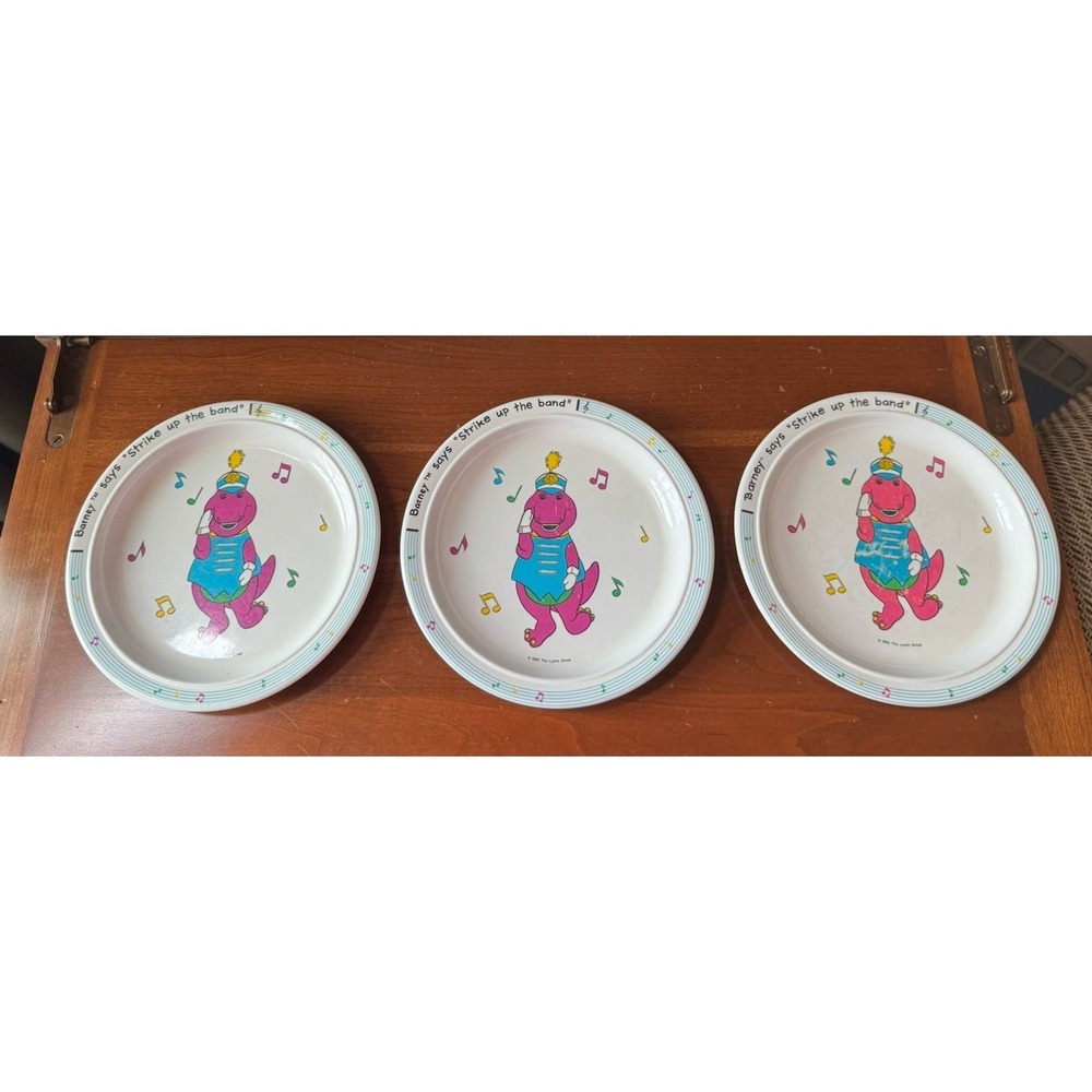 Vintage 1992 Barney Strike Up The Band Melamine Plates Selandia Lot of‎ 3